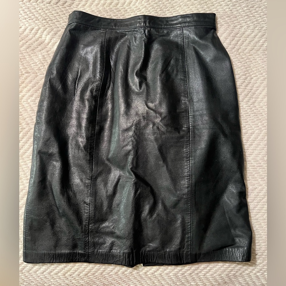 Y2K Real leather black skirt